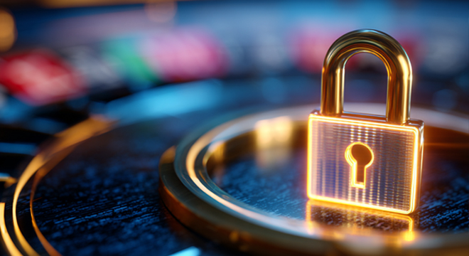 a glowing padlock on a roulette wheel