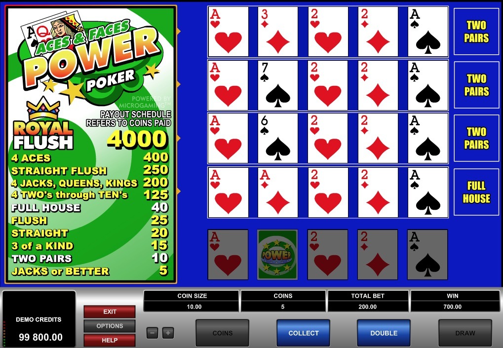 Aces And Faces Power Poker Online